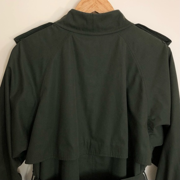 BURBERRYS Vintage 80s Trench Coat Mac Women's UK 10 Long Green Nova Check Belt - Picture 11 of 16